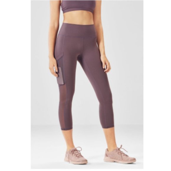 Fabletics Pants - Fabletics Powerhold Purple On-The-Go High-Waisted Capri Leggings Size M